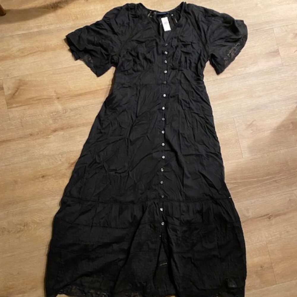 Gap Black Cotton Eyelet Maxi Dress